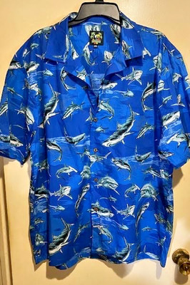 Benny's 100% Cotton Hawaiian Shark Shirt Size 2XL New
