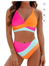 womens bikini swimwear set 2 piece size Large Multicolor