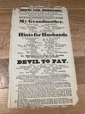 1835 Antique Playbill Broadside Theater Royal Haymarket London Devil To Pay 4