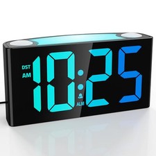  Digital Alarm Clock for Bedrooms - Plug-in LED Clock with Dynamic RGB Digits, 