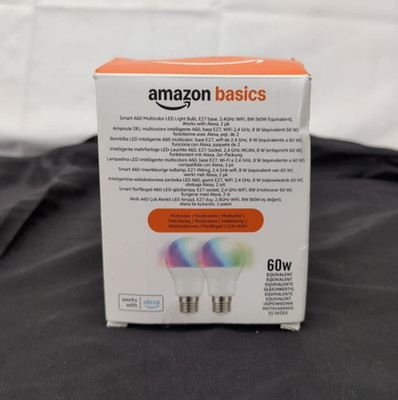 Amazon Basics Smart A60 Multicolor LED Glühbirne, E27, 8W (BOX BESCHÄDIGT)