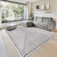 GLN Rugs Nysa - Machine Washable Area Rug - Black/Beige Home Rugs