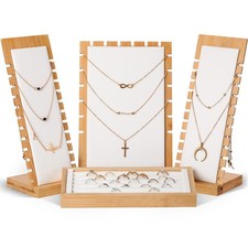4 Pcs Necklace Display Stand Jewelry Tabletop Display Boards Ring Display Hol...