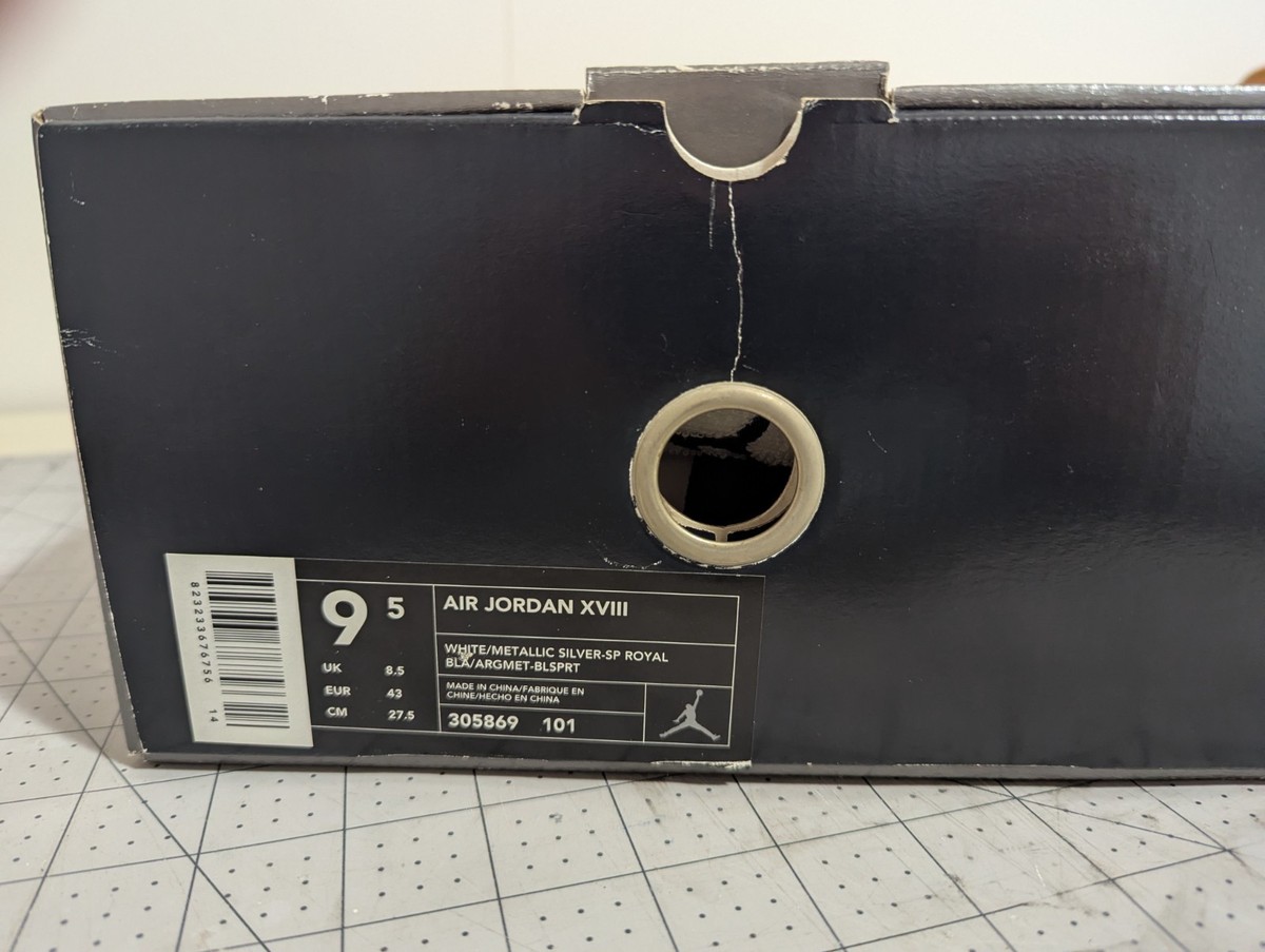 Size 9.5 - Air Jordan 18 OG 2003 White Sport Royal - READ