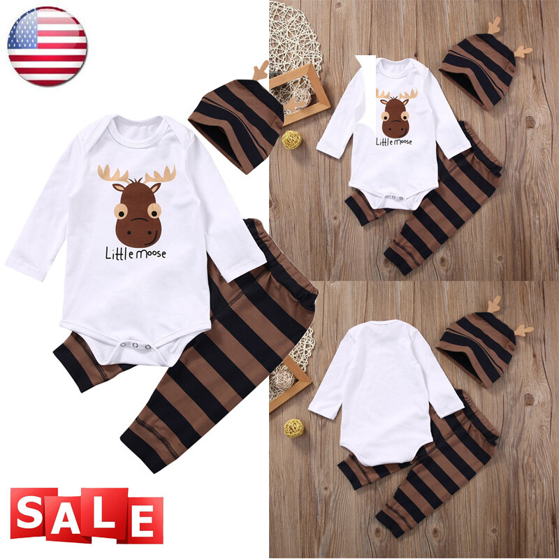 Romper Baby Boy Moose Outfit Don't Moose With Me! Peach And Pumpkins