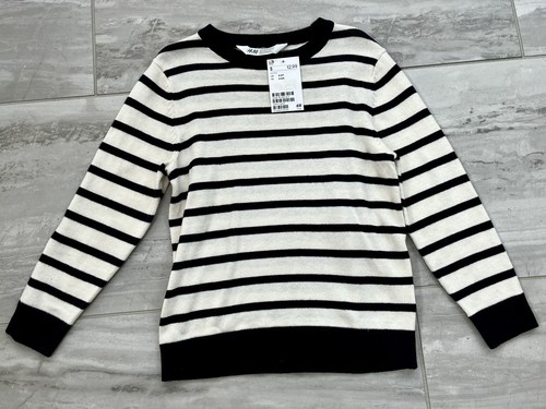 H & M Boys 4-6 Navy/Off White Striped Sweater. NWT - Picture 1 of 3