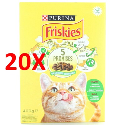 20 X Friskies Cats Kibble Kaninchen-huhn-gemÜse 400 Gramm