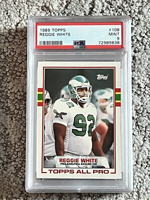 graded football cards ebay PSA 9 MINT FOOTBALL CARD 1989 TOPPS REGGIE WHITE HOF PHILADELPHIA EAGLES