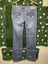 TRUE RELIGION White Embroidered Logo Crystal Pockets Jeans Size 29 USA Made SEE