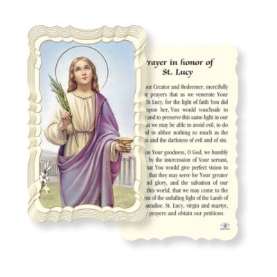 St Lucy - Prayer in Honor of Saint Lucy - Scalloped trim - Paperstock Holy Card