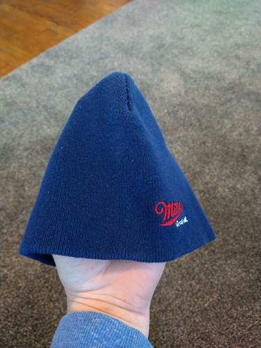 Miller High Life Beer 'Good Call' Beanie Skull Cap knit Hat Winter blue - Picture 7 of 9