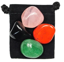 SUPPORT Tumbled Crystal Healing Set = 4 Stones + Pouch + Description Card
