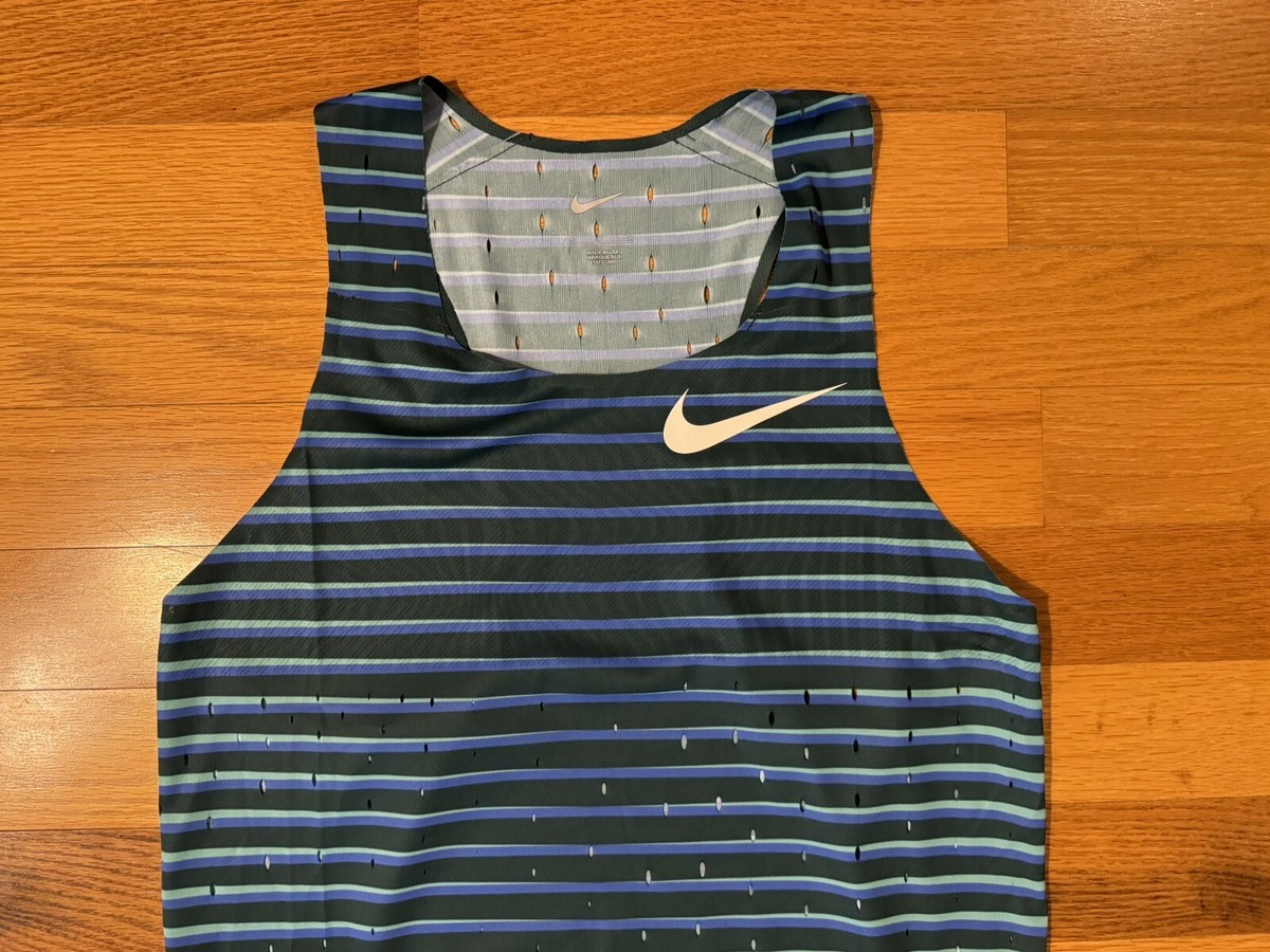 New S Nike Made In USA Pro Elite Team Distance Singlet Blue DJ1189