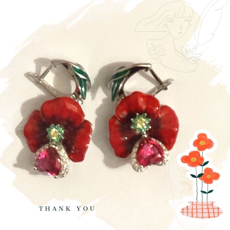 Boucles d'oreilles rouge strass Swarovski argent pour sublimer vos tenues de soirée