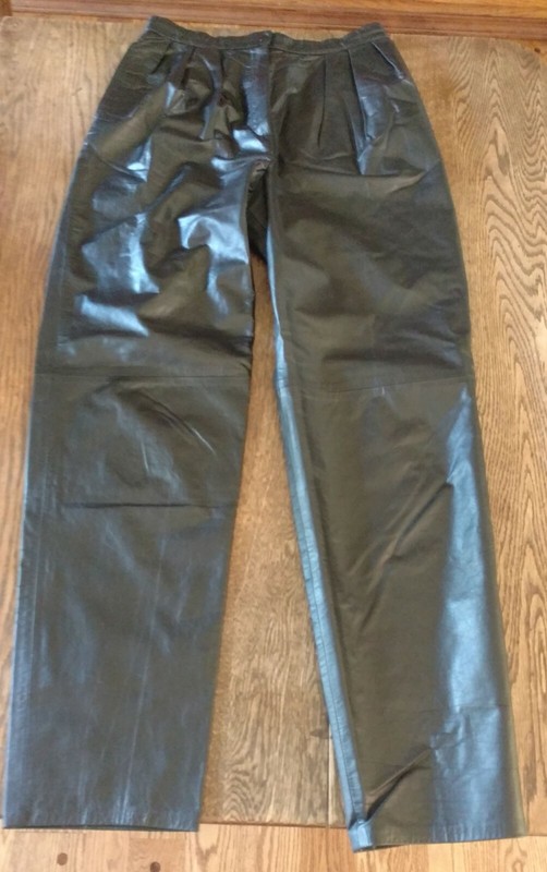High waist baggy tapered 100% real genuine leather pants size 10 waist 30 ins 31