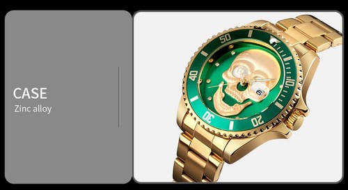 SKMEI Men's Quartz Skull, Stainless Steel Skeleton waterproof watch $$$ - Imagen 10 de 27
