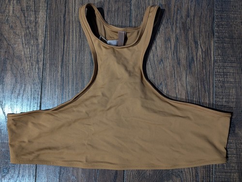 SKIMS recyceltes hochgeschlossenes Racerback-Tanktop/Top mandelbraun Größe 3X neu mit Etikett!