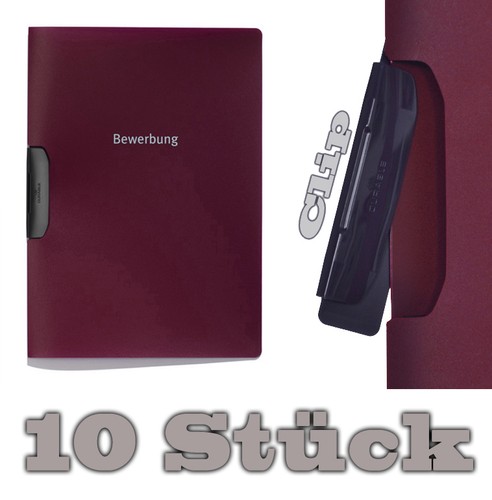10x DURABLE Duraswing Job - Deux Pièces Candidature avec Clip - Couleur Rouge
