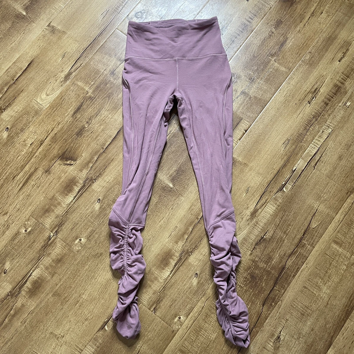 Lululemon Full Length Ruched Leg Side Pockets Purple Pink Leggings