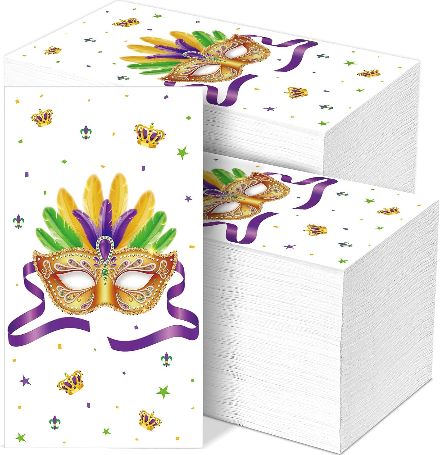 100Pcs Mardi Gras Paper Napkins Mardi Gras Guest Towel Happy Mardi Gras Disposab