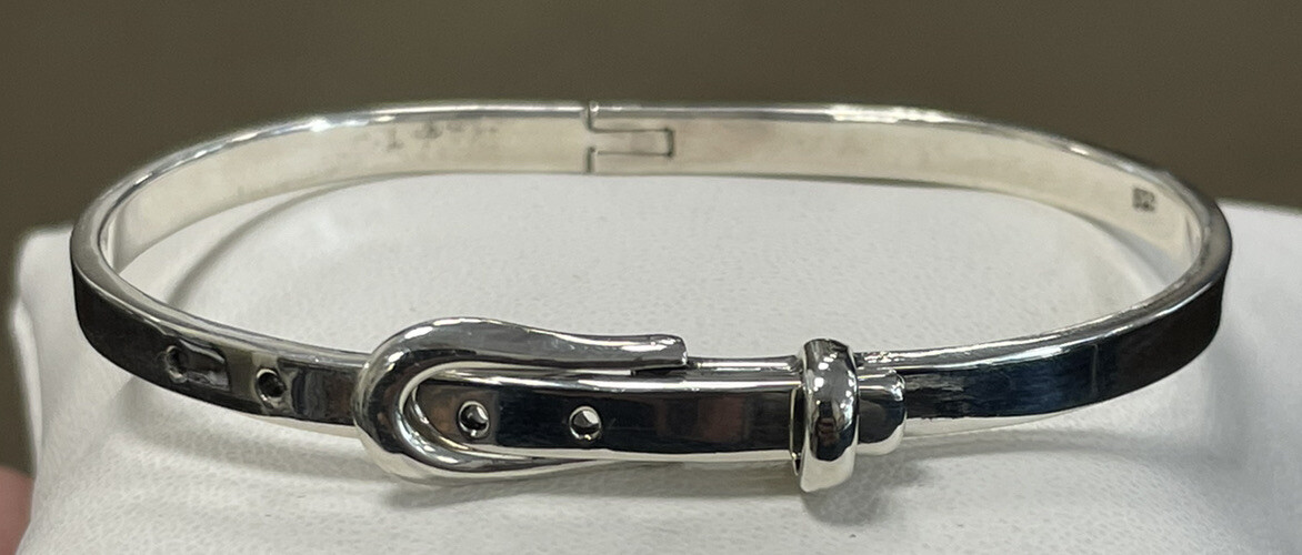 Vintage Solid Sterling Silver Adjustable Buckle S… - image 1