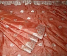 BVH WEARABLE PURE SILK Vintage Sari Saree 5yds 21SEP2601 X01 E595 Brown  ABCKB