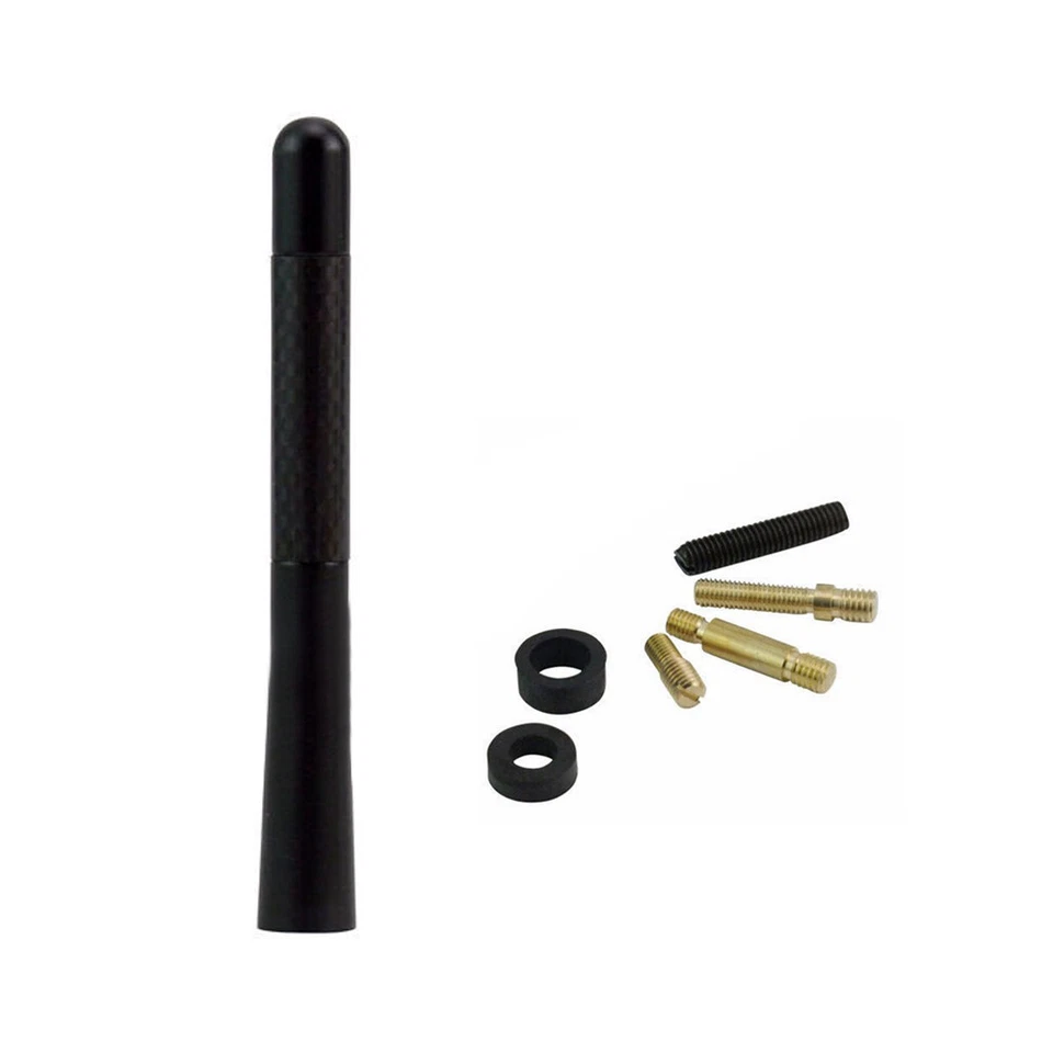 Antena Negra 4.7" Aluminio Fibra de Carbono Estilo Coche FM AM Radio Antena con Tornillo Foto 2 de 4