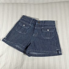 Vintage Girls Xhilarion Size 6 Y2K Cargo Shorts Blue Denim White Stripes I1