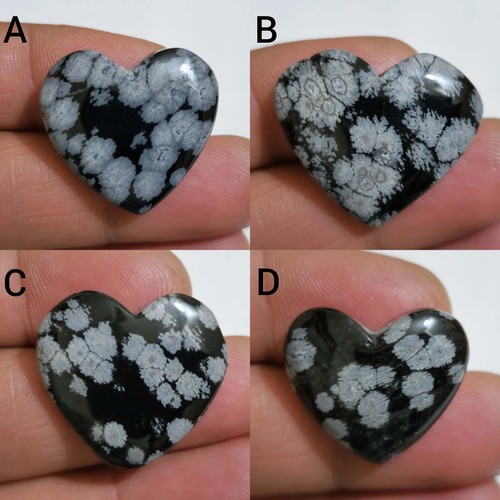 Natural A+ Snowflake Obsidian Heart Shape Cabochon Loose Gemstone Making Jewelry - Picture 9 of 13
