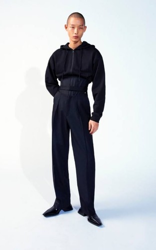 New Mugler x H&M Men Black Wool Cut Out Pants Size 50 luxury classic - Picture 2 of 14