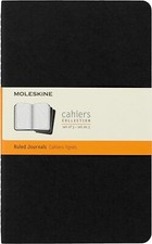 Moleskine Cahier Journal, Soft Cover, Large Ruled/Lined-Black, 80 Page set of 3