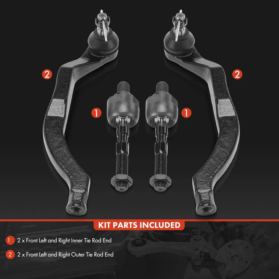 4Pcs Front Inner & Outer Side Tie Rod End for Acura Legend 1991-1995 53521SP0004 - Image 3 of 4