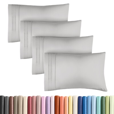 Pillow Cases Set of 4, Hotel Quality Soft Pillow Covers by CGK Linens