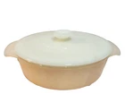 Vintage  Anchor Hocking Fire King Covered Casserole Dish in Peach Lustre - 1 Qt