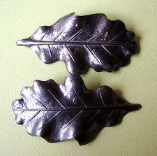 1505 / Paio di Mollette " Fogli " Metallo Invecchiato