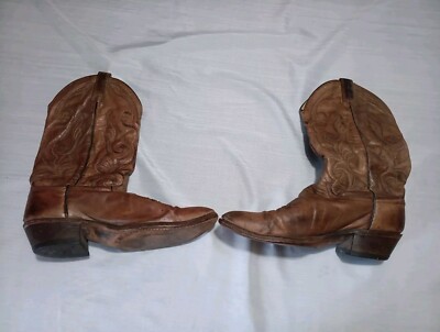 Men's Vintage Dan Post Brown Leather Western Cowboy Boots Size 9 D  Made In USA