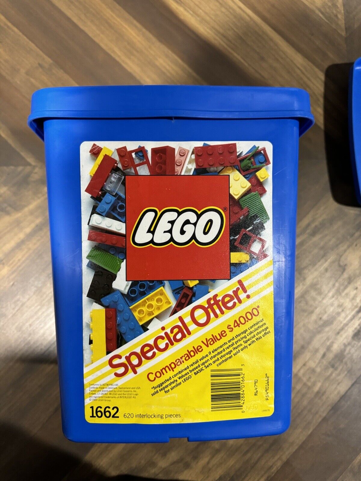 Vintage 1989 Lego Blue Bucket  w/Lid- Bucket w/Lid ONLY No Legos Included R64790