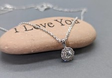 0.53Ct Lab Created Diamond Halo Pendant - 14K Solid White Gold Necklace