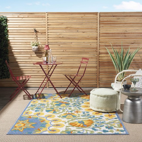 Nourison Aloha Indoor/Outdoor Multicolor 6' x 9' Area Rug Floral ...