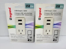 2 - Legrand Pass & Seymour Almond Tamper Resistant 15A 125V Receptacle 2.1A USB