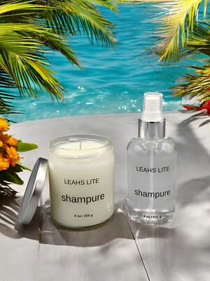 SHAMPURE combo 9oz SCENTED CANDLE w/ 6oz BODY SPRAY