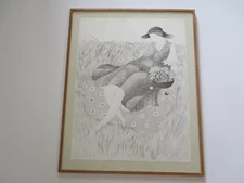 LARGE VINTAGE SURREALIST DRAWING PORTRAIT EXPRESSIONISM MODERNISM PARIS ART 1972