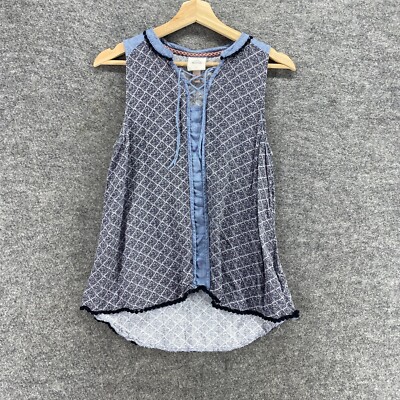 Knox Rose Blouse Women S Gray Geometric Tasseled Sleeveless Round Neck Top