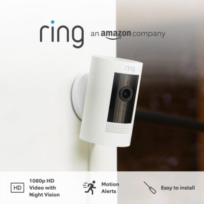 Ring Stick Up Cam Plug-In HD Outdoor Kabelgebunden Home Überwachungskamera CCTV - NEUESTES