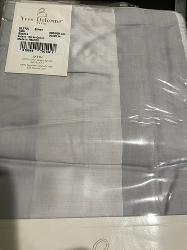 $775 Yves Delorme France NWT 3pc Queen Duvet Set 100% Cotton Sateen Silver - Picture 2 of 5