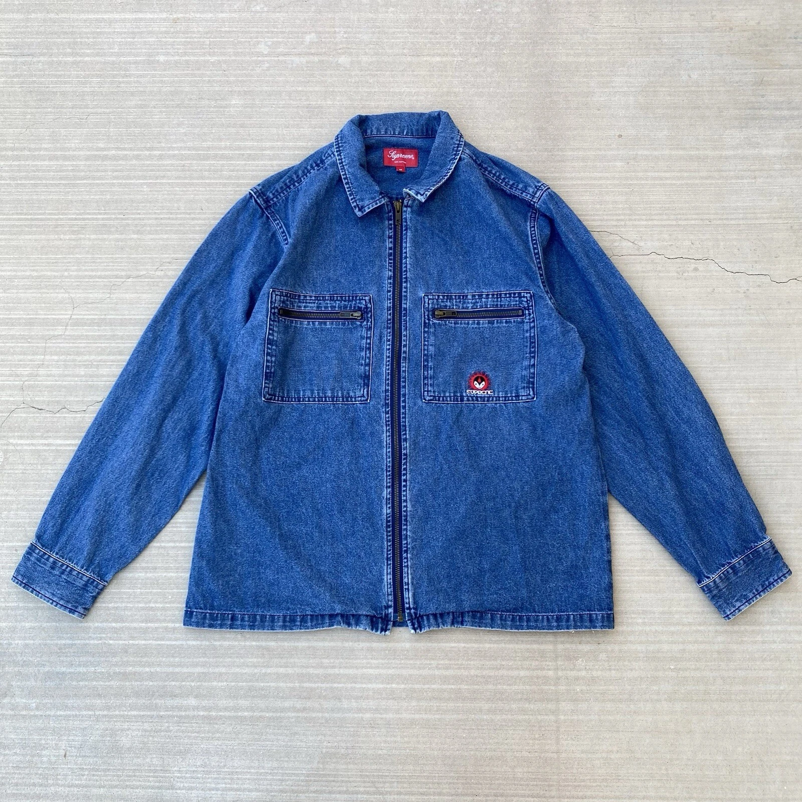 Chemise zippée en denim Supreme Vampire bleue 2018