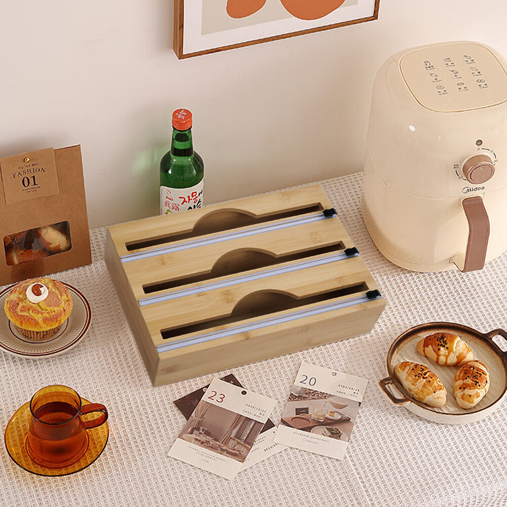 Cling Film Foil Cutter Dispenser ClingFilm Roll Holder Tools Food Wrap