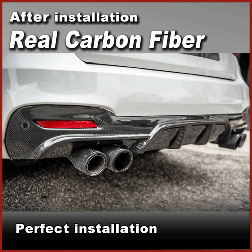 REAL CARBON Rear Bumper Diffuser Dual Outlet Lip For BMW F34 GT M-Sport 2014-17 - Picture 5 of 12
