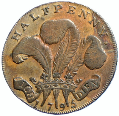 1795 ENGLAND UK Middlesex Prince Wales George IV 1/2 Penny Conder