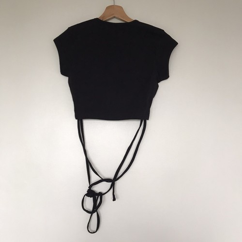 Gymshark Ribbon Capped Sleeve Crop Top Black Size S Womens - Picture 2 of 12